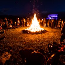 bonfire, fire in the mountains 2019, festival grounds, stage in background