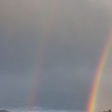 Double Rainbow over Heart Six Ranch during Fire in the Mountains 2019